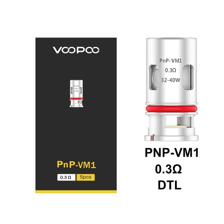 Voopoo PnP-VM1 0.3Ω Coil (Gümüş/Kırmızı) DTL Yedek Atomizer Başlık