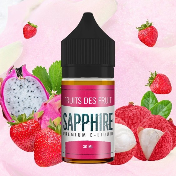 Sapphire Fruits Des Fruit E Likit 30ml: Çilek, Ejder Meyvesi ve Liçi Aromalı.